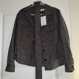 Gray Tweed Jacket with Belt